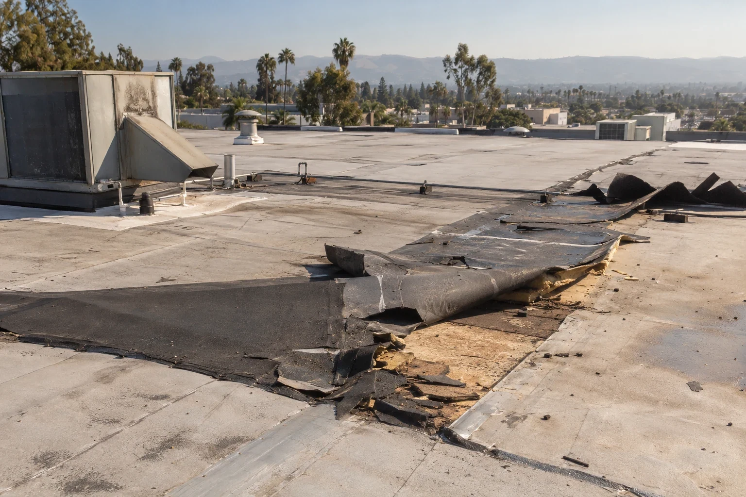 Commercial Wind Damage Roof Repair in Burbank, CA